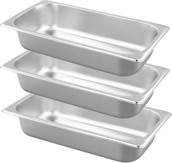 IIRC Paneerschalenset 3-delig, roestvrijstalen schaal 25,5 x 20 x IIRC Paneerschalenset 3-delig, roestvrijstalen schaal 25,5 x 20 x