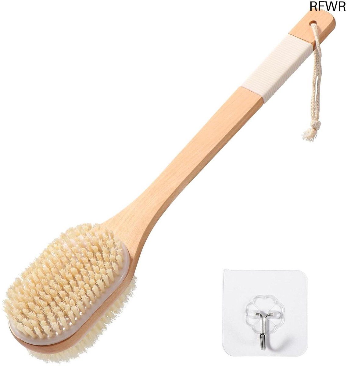 RFWR® Lange Doucheborstel met Antislip Handgreep voor Volledige Lichaamsverzorging