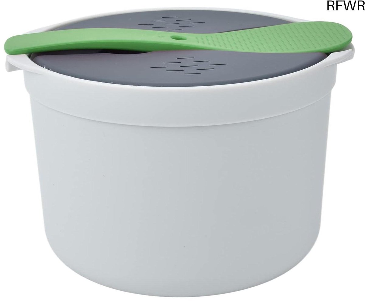 RFWR Rijstkoker voor Magnetron 2L Capaciteit met Deksel en Stoompan