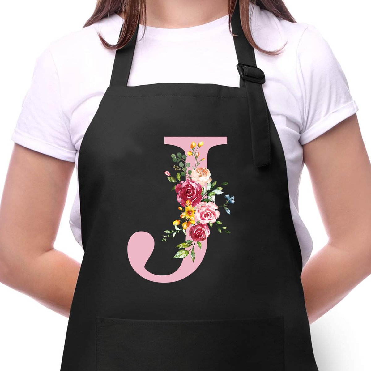 Ibenzoa® Gepersonaliseerd katoenen keukenschort met verstelbare nekband en zakken voor dames cadeau-ideeën