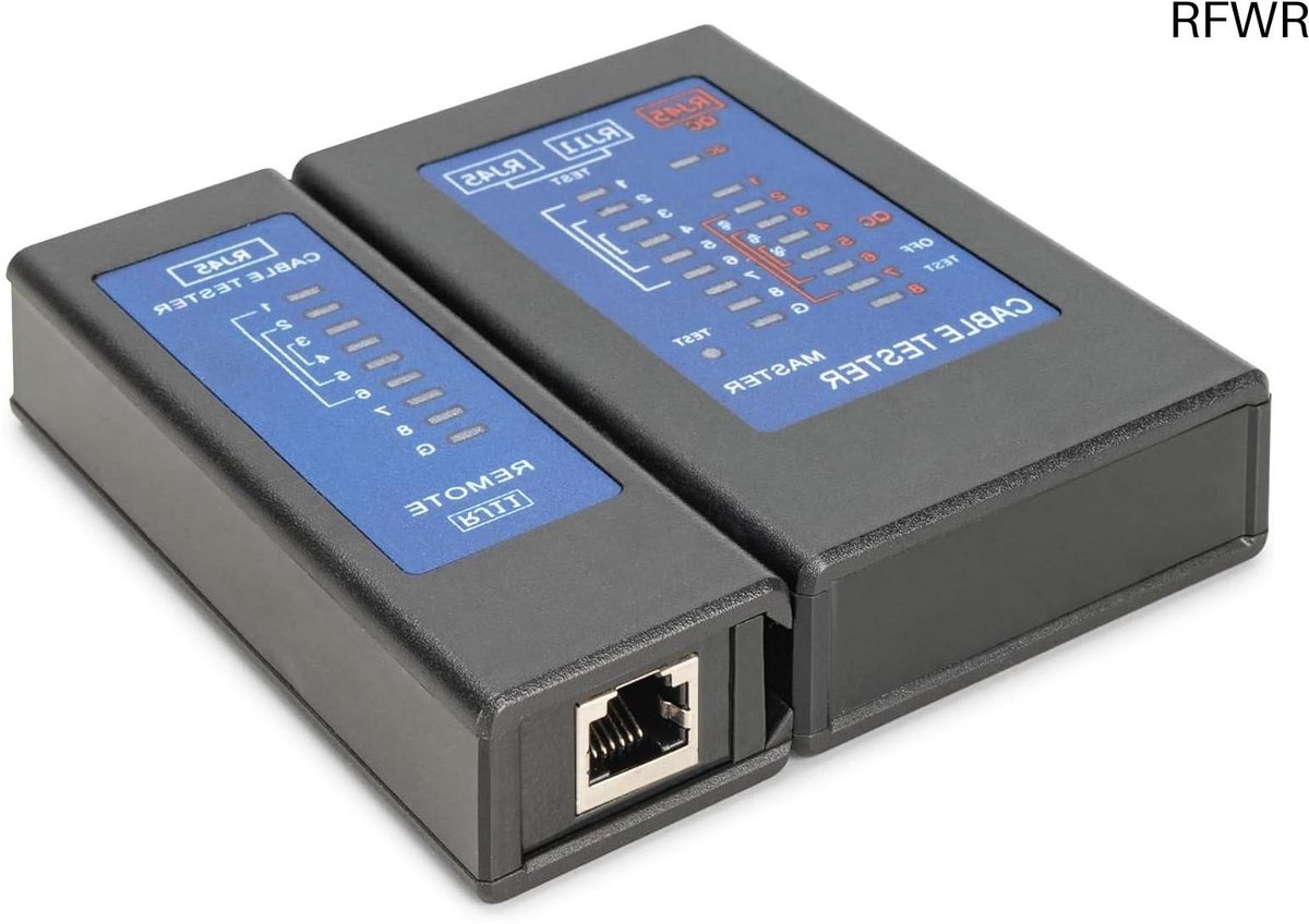 RFWR® Netwerkkabeltester voor RJ45 en RJ11 met PoE-testfunctie en afschermingdetectie voor CAT 5, 5e, 6 en 6A kabels