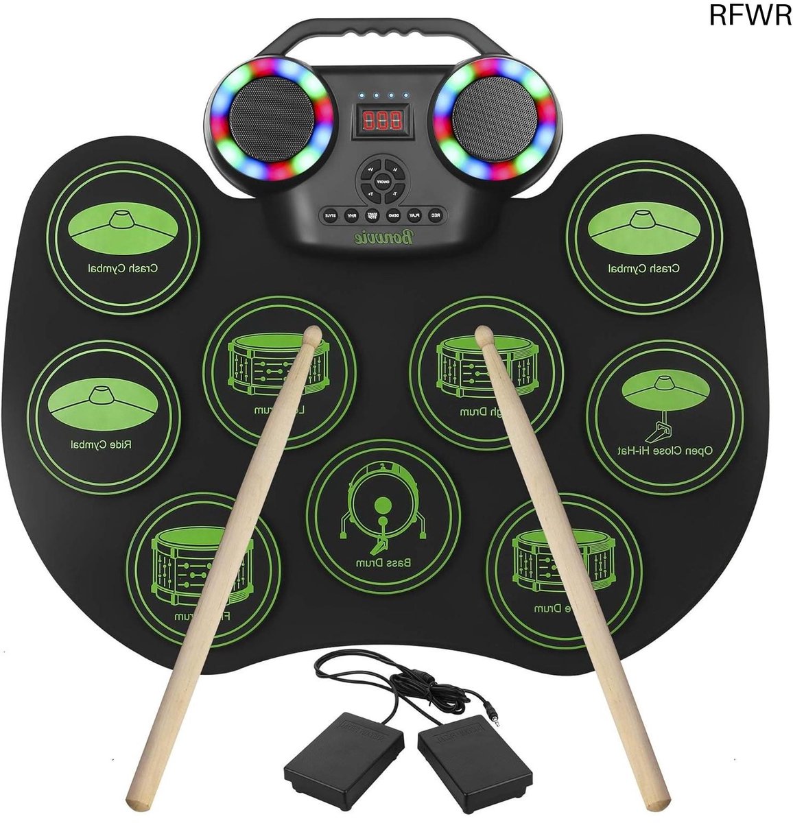 RFWR® Oprolbare Elektronische Drumset met 9 Pads en MIDI-Functionaliteit voor Beginners