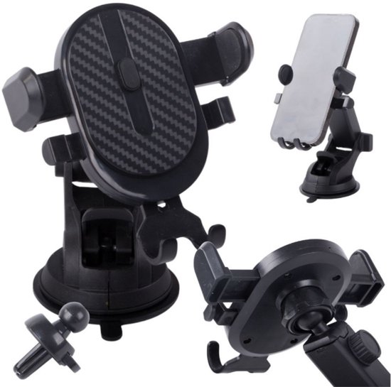 Telefoonhouders Auto Zuignap - Raam/Dashboard/Ventilatie - 3 in 1 - Telefoonhouder Auto - 360 Graden Draaien- Gsm Houder Auto - Autohouder - Mobiel Houder Auto - Telefoon Houder - Auto Telefoonhouder - Phone Holder Car - Zwart