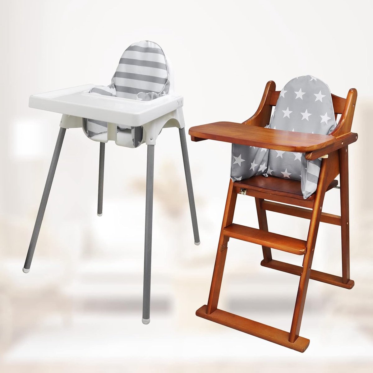 Zitkussen geïntegreerd opblaasbaar kussen IKEA Antilop-kinderstoel Grijs Sterren – foto 4
