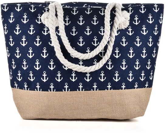 Grand sac de plage zippé pour femme – 50 x 12 x 35 cm – Sac à bandoulière réutilisable pour les courses – Sac à main étanche pour la plage, les voyages, la piscine, la salle de sport, Anker
