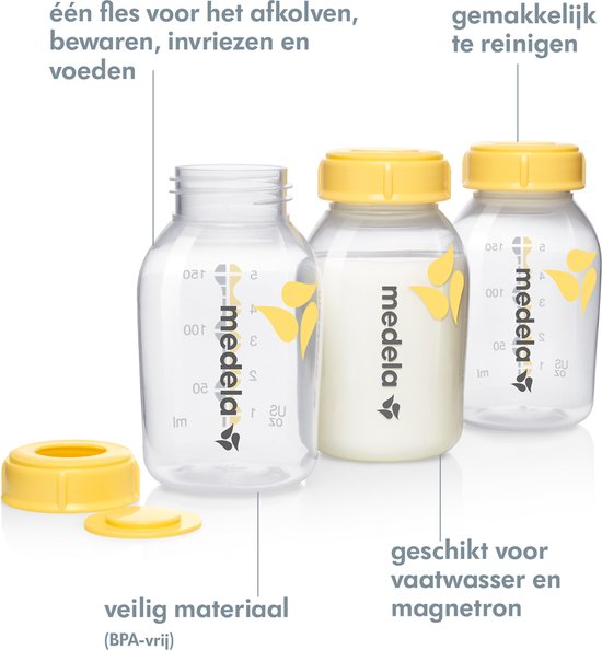Medela Moedermelk Bewaarflesjes – BPA‑vrij – 150 ml – Set van 3x 150 ml