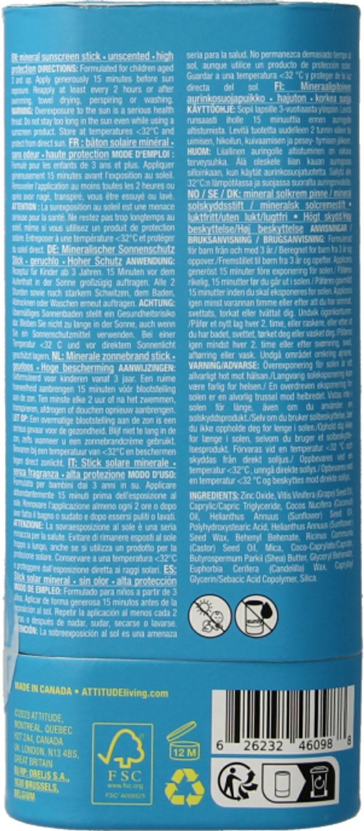 Attitude zonnebrandstick - baby & kind - SPF 30 - ongeparfumeerd van Attitude — afbeelding 2