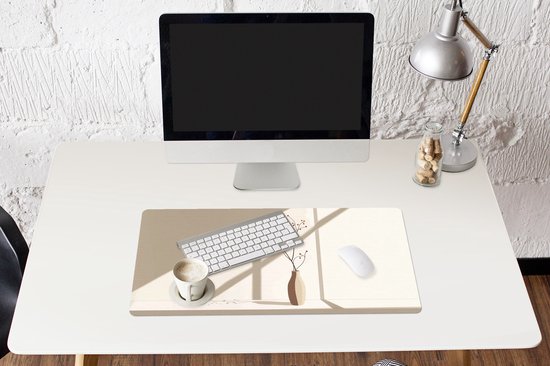 Muismat XXL 80x40 cm - Bureau onderlegger - Bureau mat Vaas - Takken - Bessen - Minimalistisch - Bureaumat - Gaming mousepad xl - Bureaulegger groot - Computer deskmat