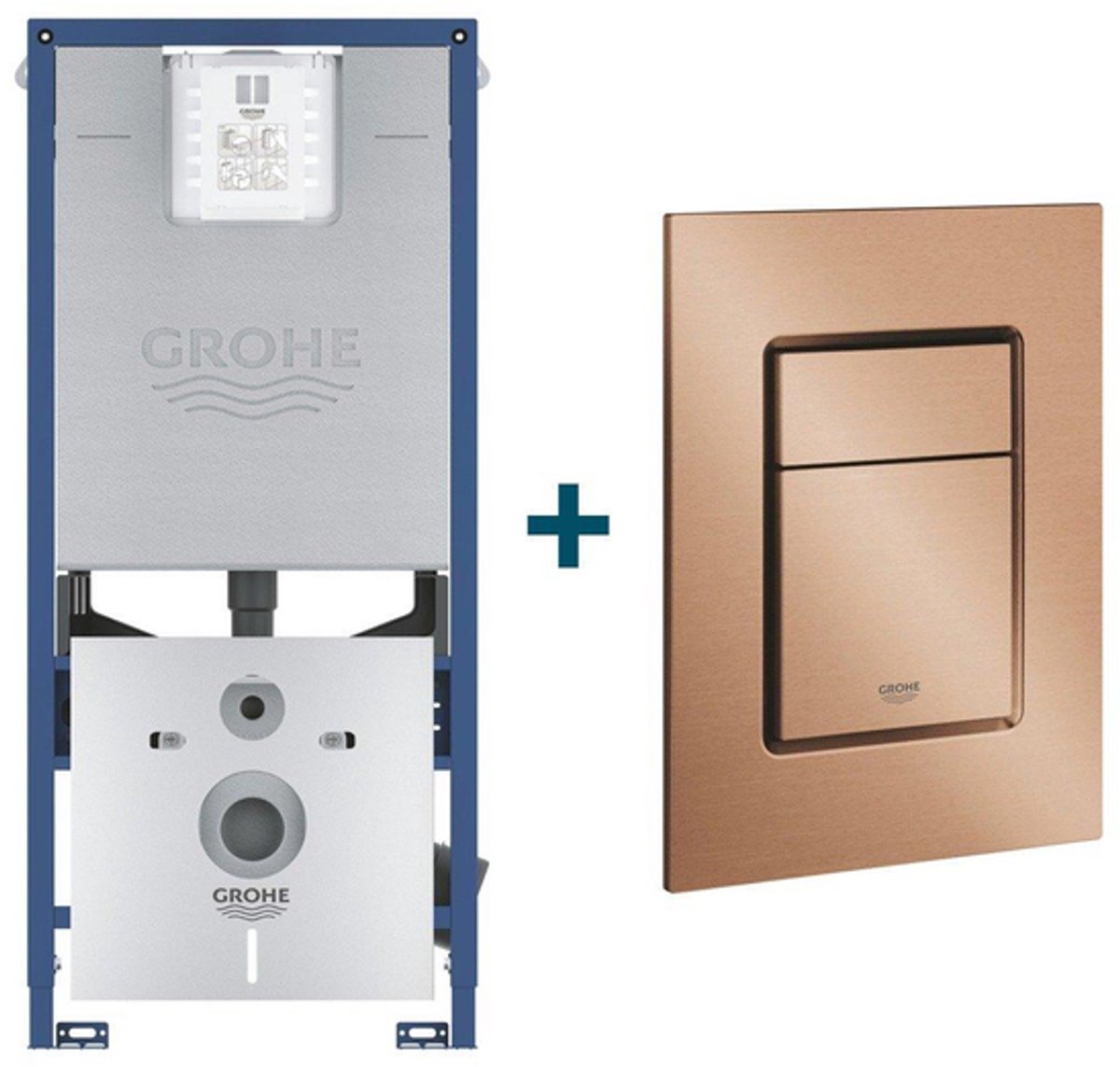 Grohe Rapid SLX Inbouwreservoir - met 3-in-1 set frame - inclusief Skate Cosmopolitan bedieningsplaat - brushed warm sunset (koper)