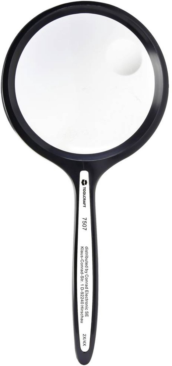 TOOLCRAFT TO-8976468 Vergrootglas Vergrotingsfactor: 2 x, 4 x Lensgrootte: (Ø) 76 mm Zwart