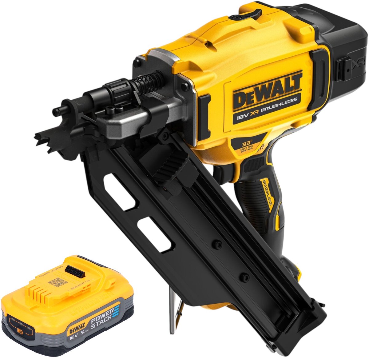 DeWalt DCN 930 N accu-spijkermachine 18 V 50 - 90 mm borstelloos + 1x Powerstack-accu 5,0 Ah - zonder oplader