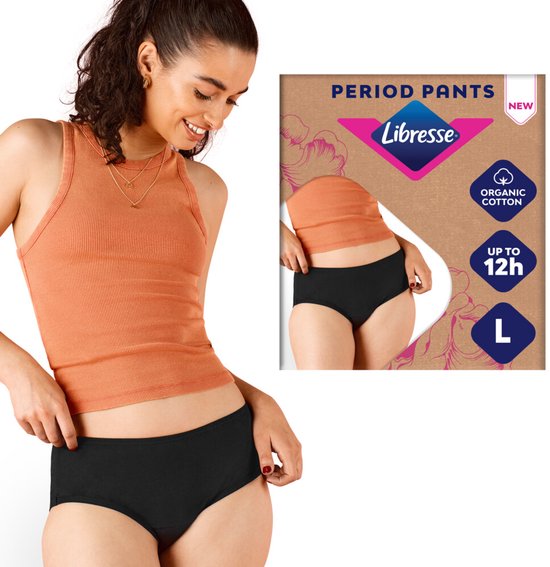 Libresse Menstruatie Ondergoed Wasbaar - zwart biologisch katoen - Large