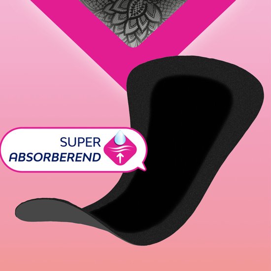 Zwart inlegkruisje met de tekst 'SUPER ABSORBEREND'.