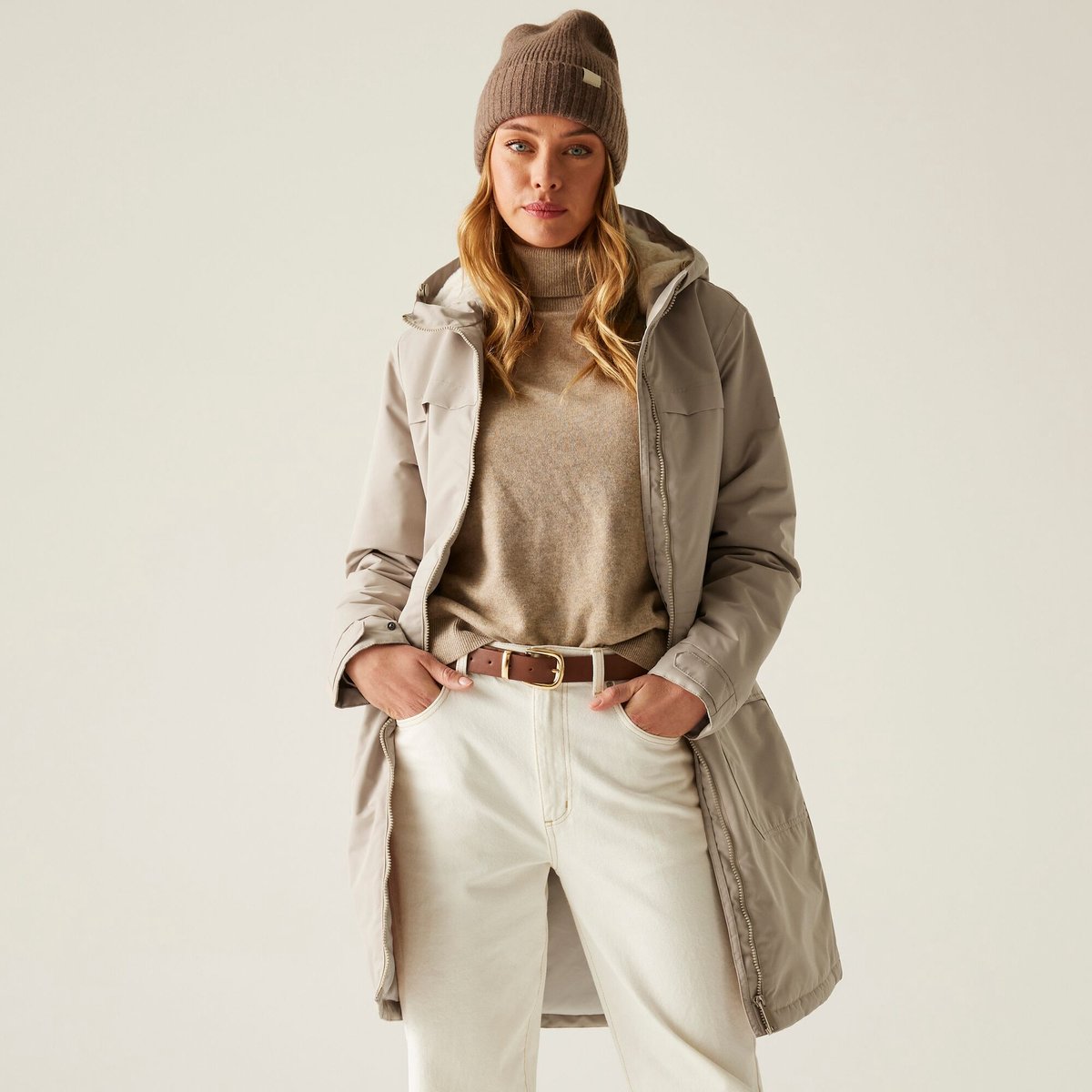 Regenjas Wandelen Dames Waterproof Ademend Lichtgewicht Romine II Beige