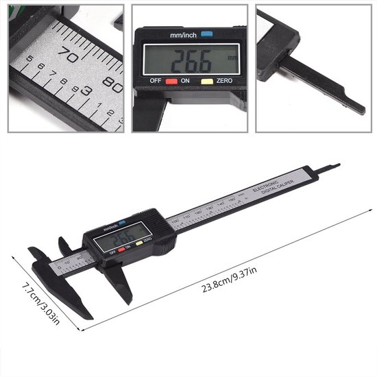Digital Caliper 150 mm Caliper Electronic Digital LCD Display for Measuring Depth Steps, Outdoor Indoor Black — afbeelding 5