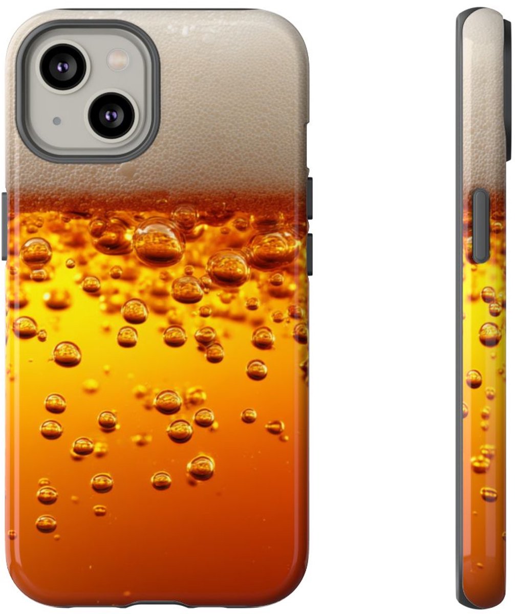 Amberkleurige Bierbellen van Dichtbij – Telefoonhoesje Geschikt voor iPhone 14