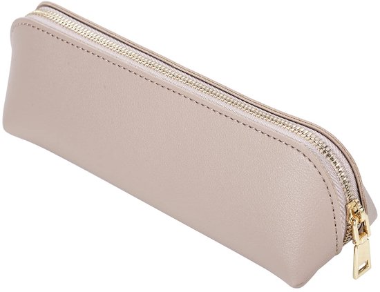 Foto: Fyore pencil case pu leren etui kleine pennenzak met rits kaki 
