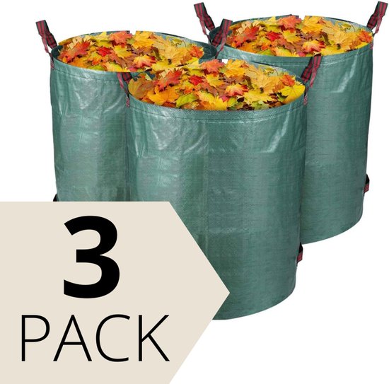 ESTARK® Sac à déchets de jardin - 3 Pièces 300L – 80x70cm - Pliable - Vert - Sac à feuilles - Sac à déchets - Jardin - Jardinage - Sac à déchets de jardin - Élagage - Sac à feuilles d'herbe - Sac vert 3 PIÈCES