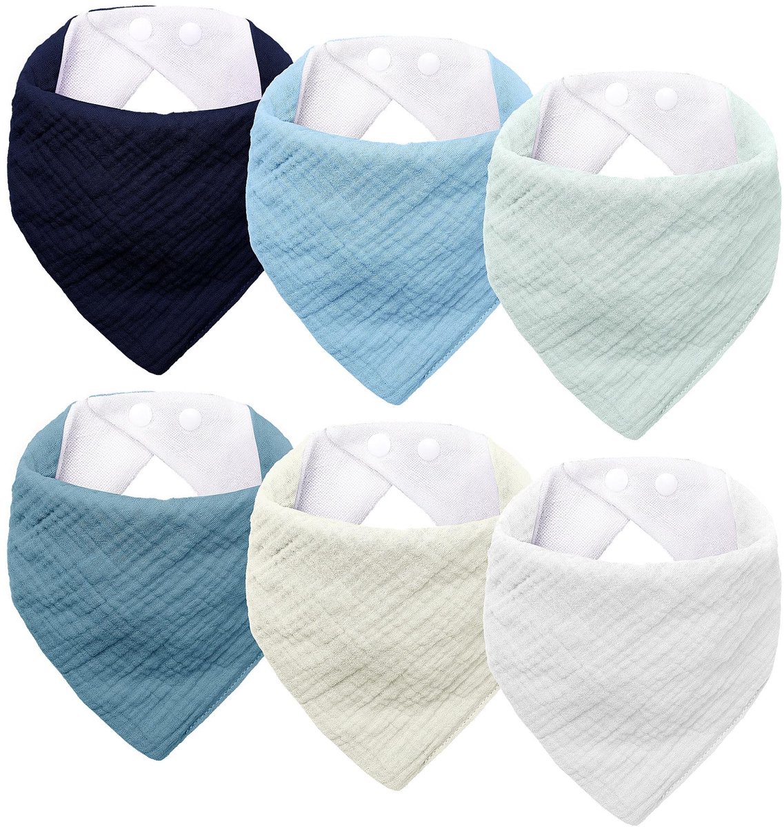 Image of 6-pack baby slabbetjes, mousseline driehoekige sjaal voor baby's, superabsorberende babysjaal, verstelbare babysjaals voor jongens