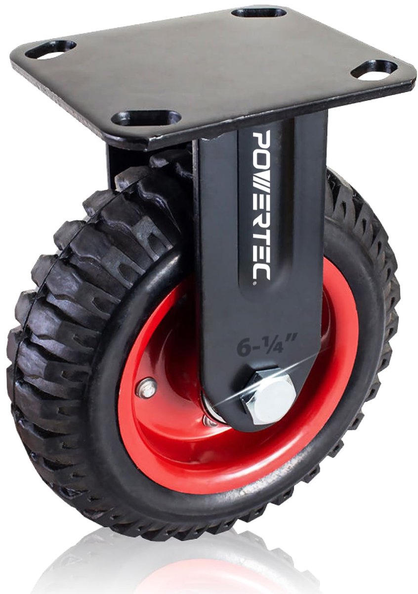 POWERTEC 17052V Vaste zware zwenkwielen, 16,5 cm, 1 stuk, zwart, 15,2 cm