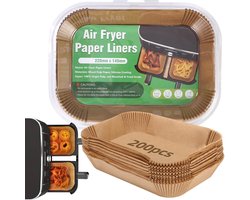 Toaren 200 stuks bakpapier voor heteluchtfriteuse 22 x 14 cm Rechthoekig antiaanbakpapier voor de heteluchtfriteuse