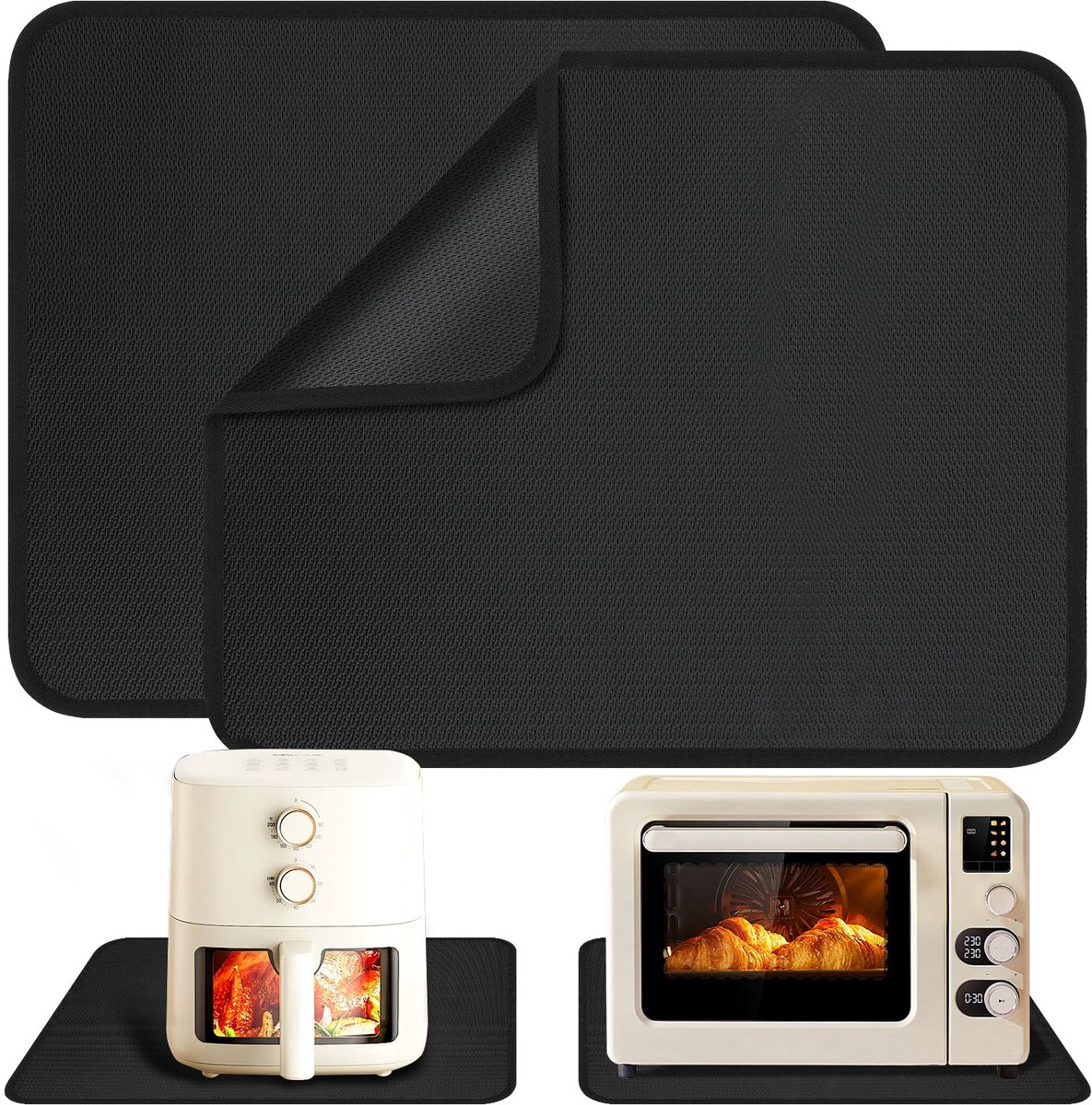 Gucass 2-pack brandwerende mat hittebestendig, 45x38cm brandwerende siliconenmatten voor airfryer, antislip en waterdichte hittebestendige mat voor aanrechtbladen magnetron koffiemachine