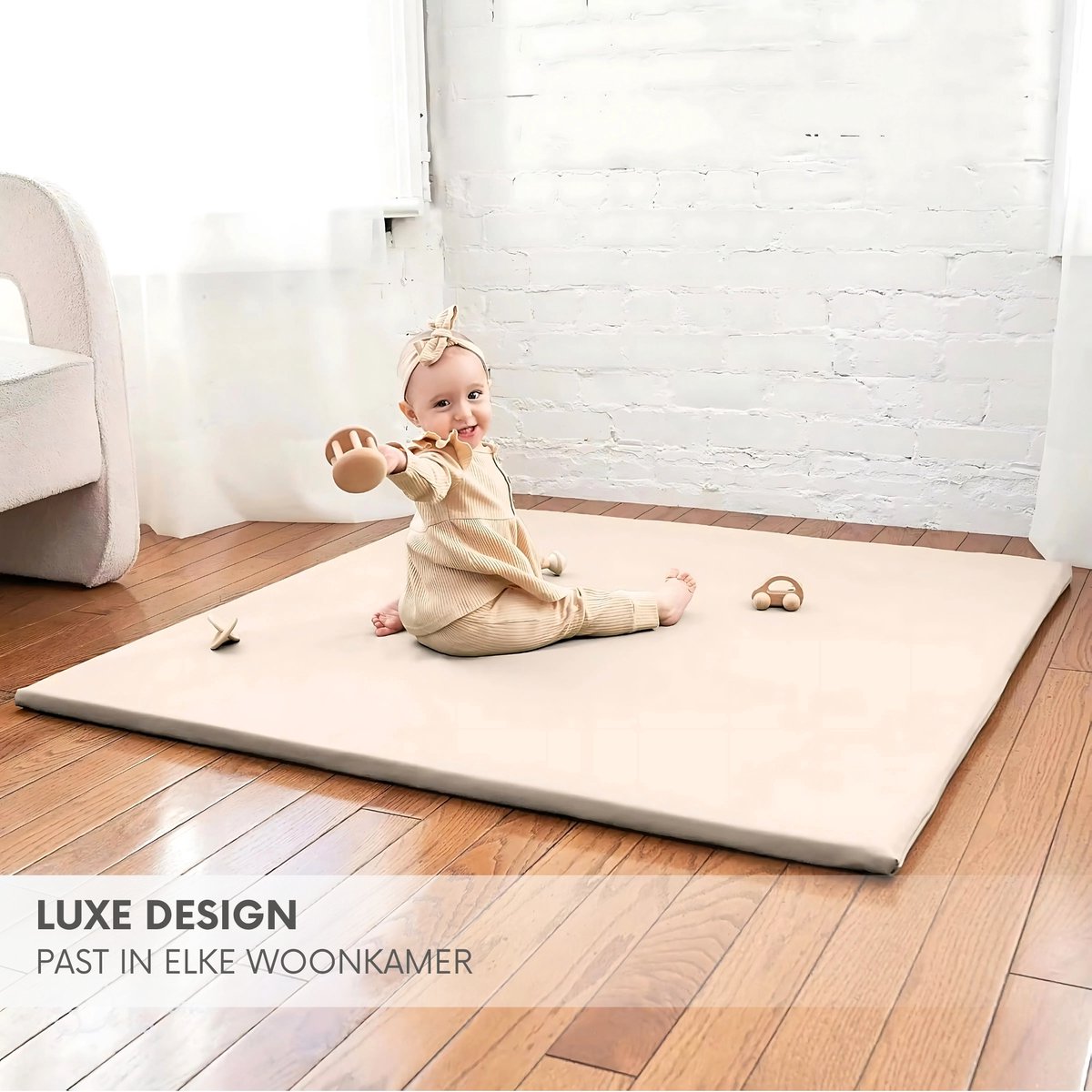 Fluvio Speelmat - Zachte Foam 120x120cm, Beige thumbnail 3