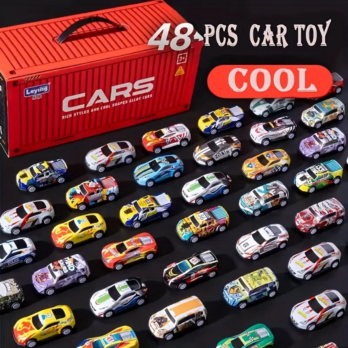 48 stuks Speelgoed auto's - Raceset in Cadeaubox – Inclusief Racebaan, Wegenkaart – Interactieve Speelset voor Kinderen – Verzamelauto’s – Cadeau voor Jongens en Meisjes - Speelgoed auto set- Speelgoed voor Kerst -Speelgoed voor Verjaardagen