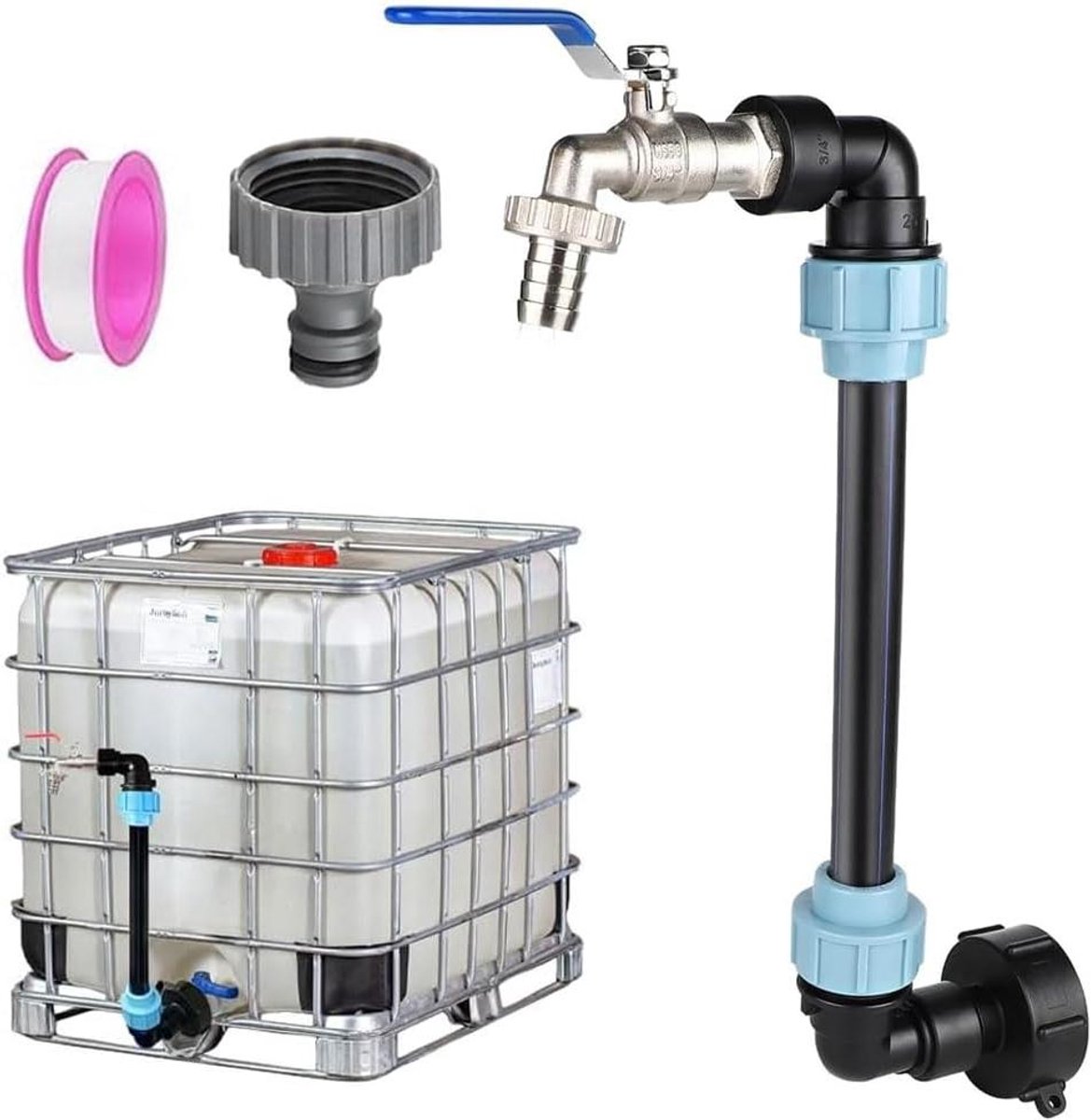 JGS Premium - Zwanenhals 3/4 inch Uitloopkraan voor IBC tank - Connector - Regenwatertank Accessoires