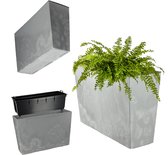 KADAX Bloembak van kunststof, 18,5 x 55,7 cm, 5 kleuren, bloempot met irrigatiebanden, balkonbak met inzetstuk, plantenbak voor buiten, bloembak ( rechthoekig, glanzend, crème