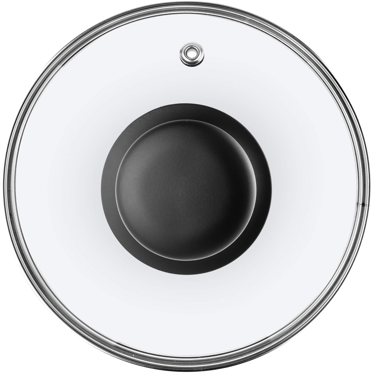 KADAX glazen deksel met siliconen handgreep, hittebestendig deksel voor potten, deksel met stoomgat, universeel deksel in verschillende maten, rond (18 cm, zwart)