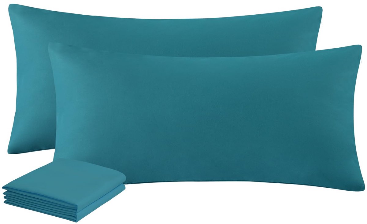Ibenzoa Kussensloop Set van 2 in Turquoise - Zacht, Ademend en Strijkvrij voor Optimaal Comfort