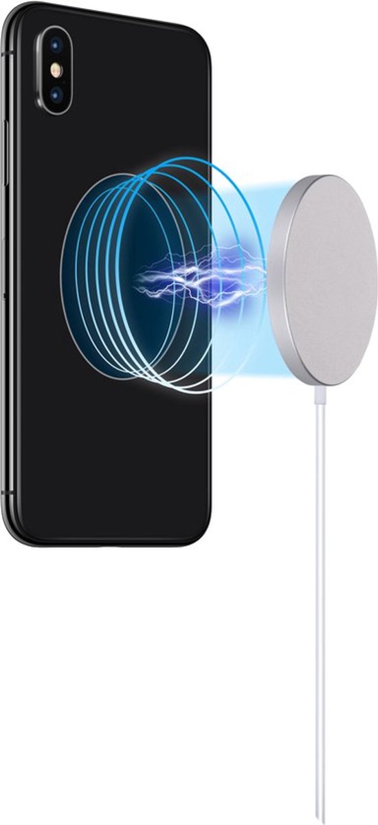 Grundig Magnetische Qi Oplader - 15W - Incl. USB-C Kabel 1 Meter - Beschermt tegen Overstroom - Compact Ontwerp - Zilver