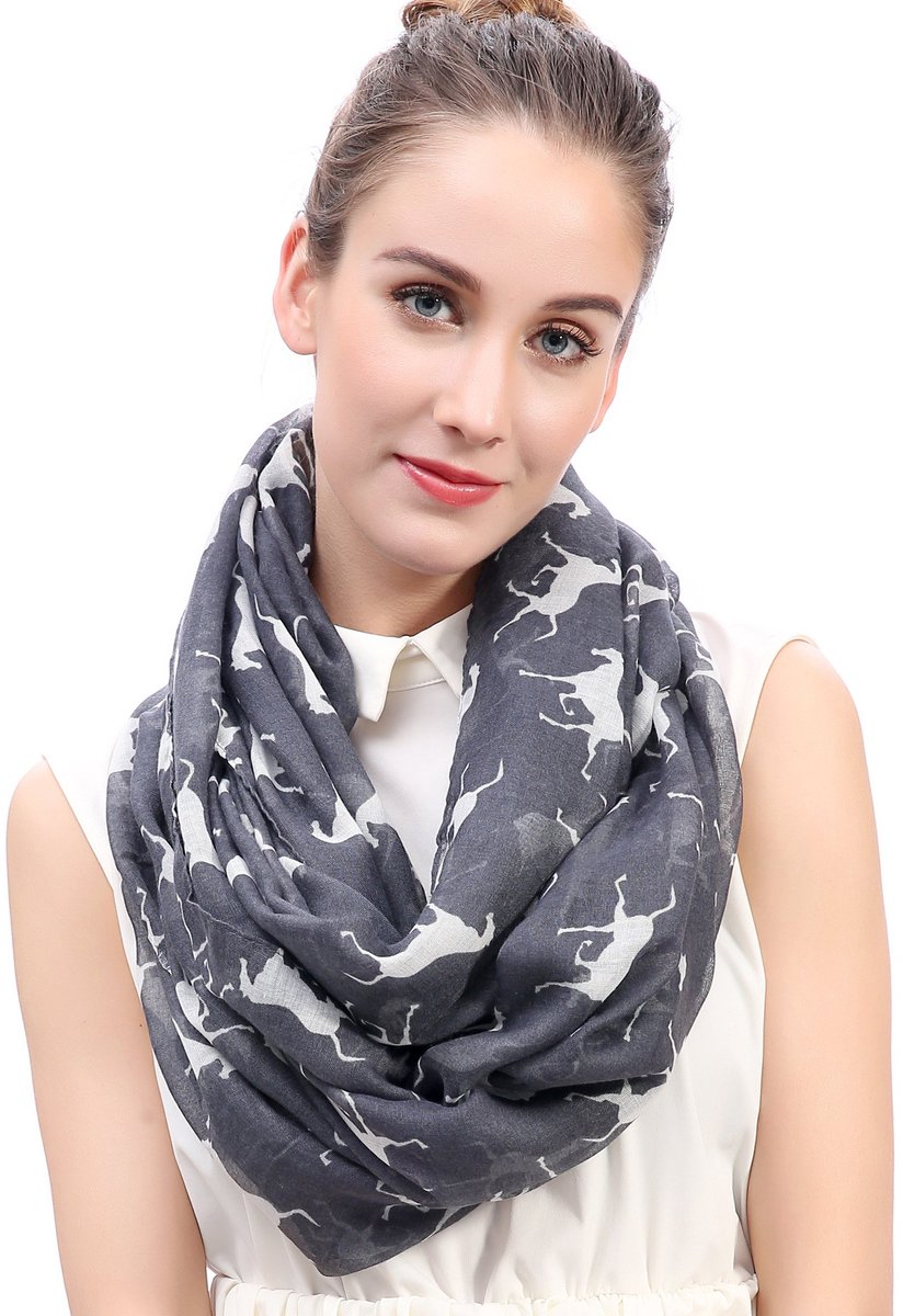 Ibenzoa® Stijlvolle dames loopsjaal met elegant paardenmotief voor elke gelegenheid