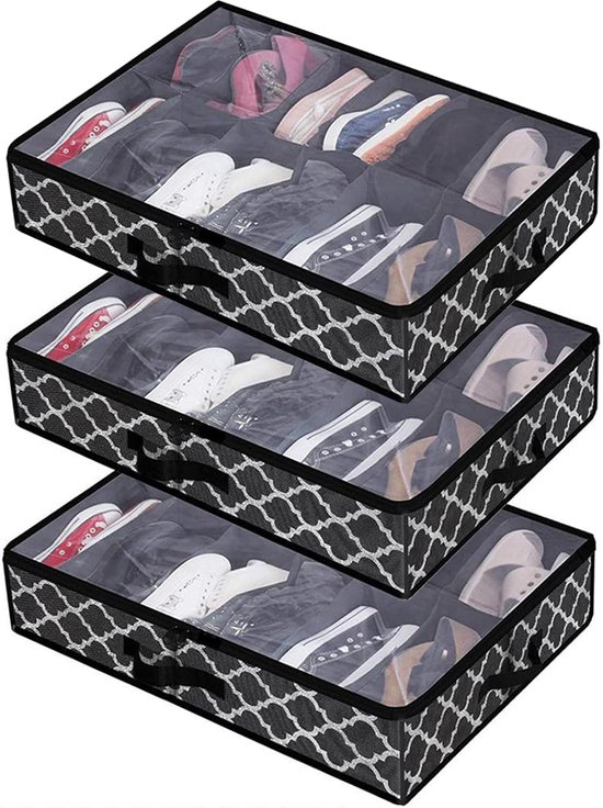 OTraki Opbergzakken voor onderbed, 4 stuks opvouwbare opbergcontainers voor onder het bed, opbergdozen met grote capaciteit, dubbele ritssluiting, versterkte draaggreep, stofdichte kledingopbergtas