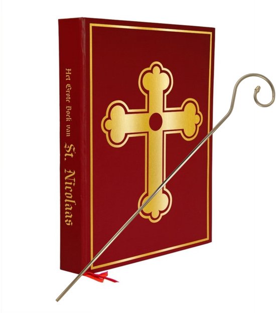 Combi-set Sinterklaas - goude staf - grote boek - sinterklaas/goedheiligman - pakjesvaond - sinterklaas accessoires