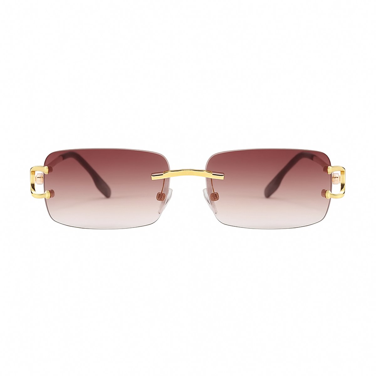 PBLIQ® Zonnebril Randloos - Heren - Dames - Bruin - Goud