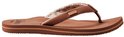 Cognacbruine Reef slipper met beige en oranje strepen in de bandjes.