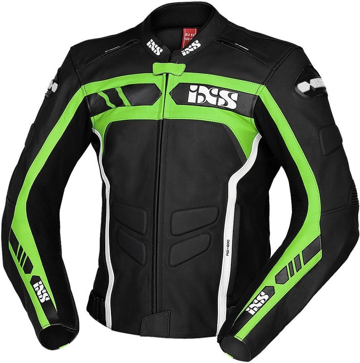 IXS Sport RS-600 1.0 Zwart Groen Wit Leren Motorjas - Jas