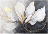 WALLARENA - Fotobehang - 250x175 cm - Fototapete met gouden concrete bladeren voor slaapkamer en salon, vliesbehang