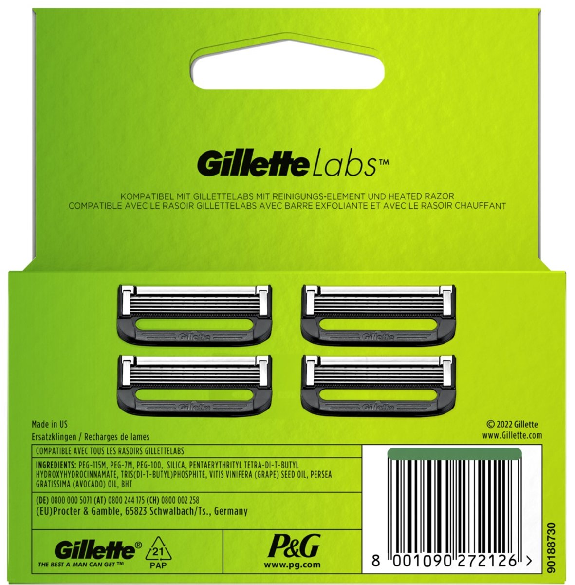 Lames système Gillette Labs, 4 pièces