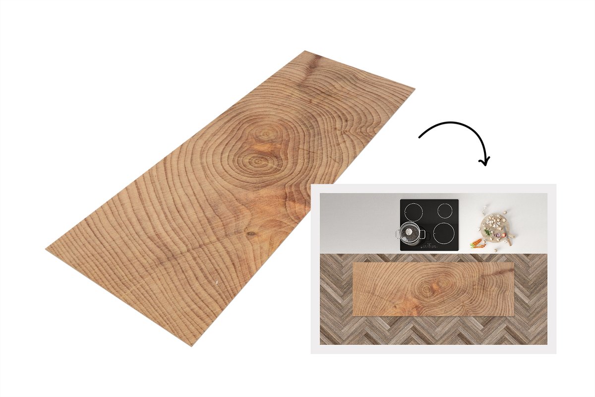 KitchenYeah Keukenloper 150x50 cm - Keukenmat vinyl Achtergrond van de structuur in houten planken - Keukenmatten loper - Keuken vloerkleed tapijt Boomstam