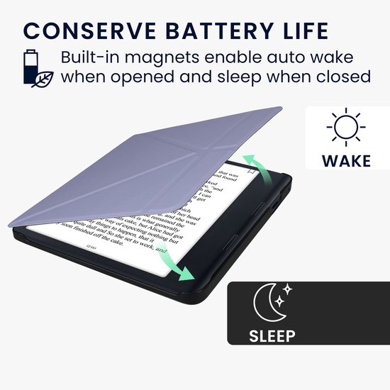 kwmobile e-reader hoesje geschikt voor Kobo Sage hoes - Ereader flip case met standaard - E reader cover van kunstleer - In lavendel van kwmobile — afbeelding 2