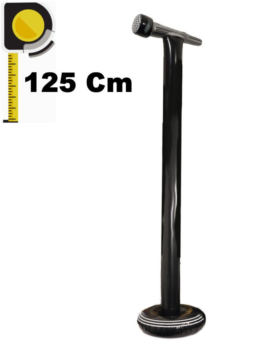 Henbrandt - Opblaasbare Microfoon met Standaard - 125 Cm - Voor Muziek Themafeest - Opblaasbaar microphone - Opblaasartikel - Opblaasfiguur - Feestartikel - Party Rekwisiet
