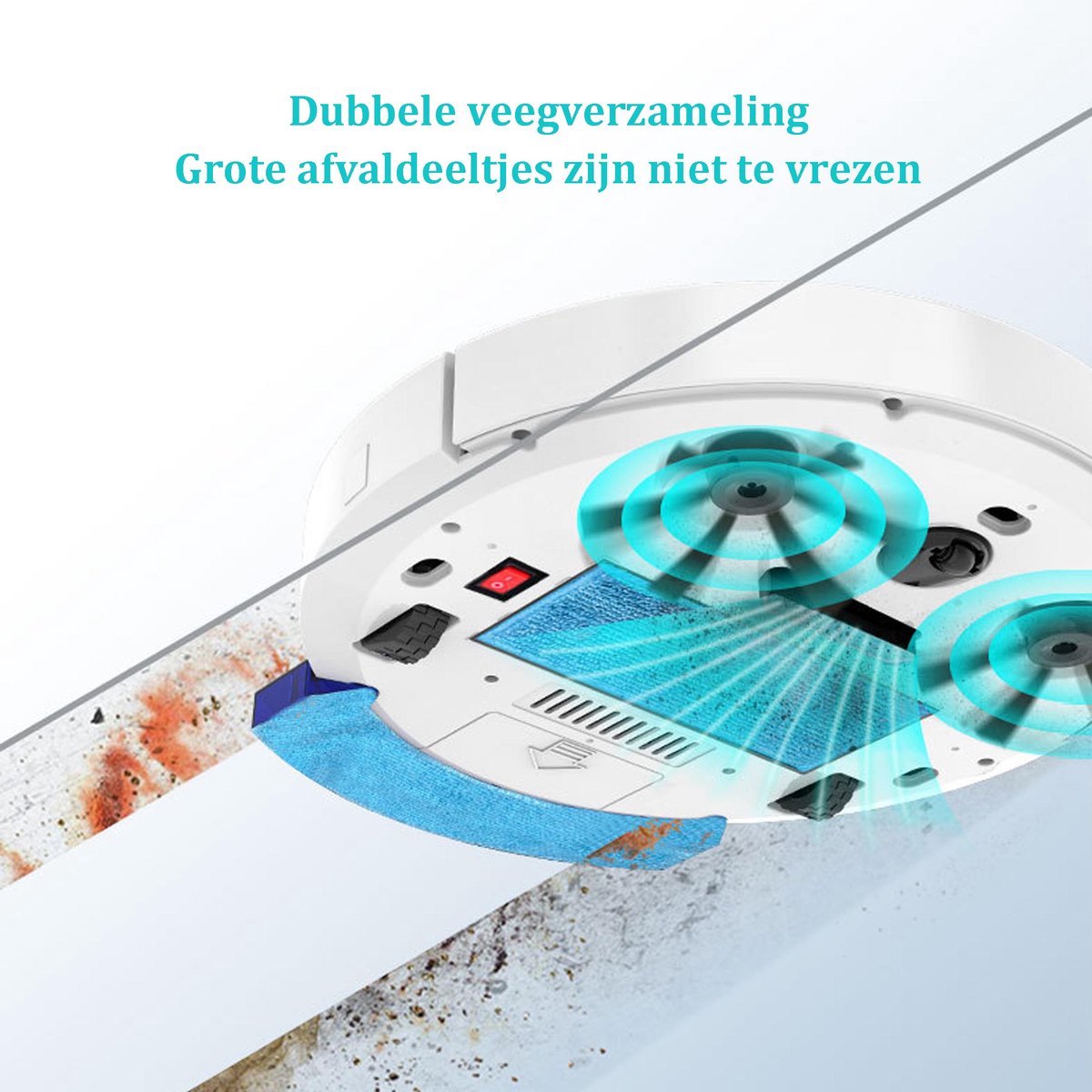 Afbeelding 2 van Robotstofzuiger - Robotstofzuiger Met Dweilfunctie - 2800Pa Zuigkracht - 3-in-1 (Stofzuigen, Vegen, Dweilen) - 150 ML Watertank - APP-Bediening