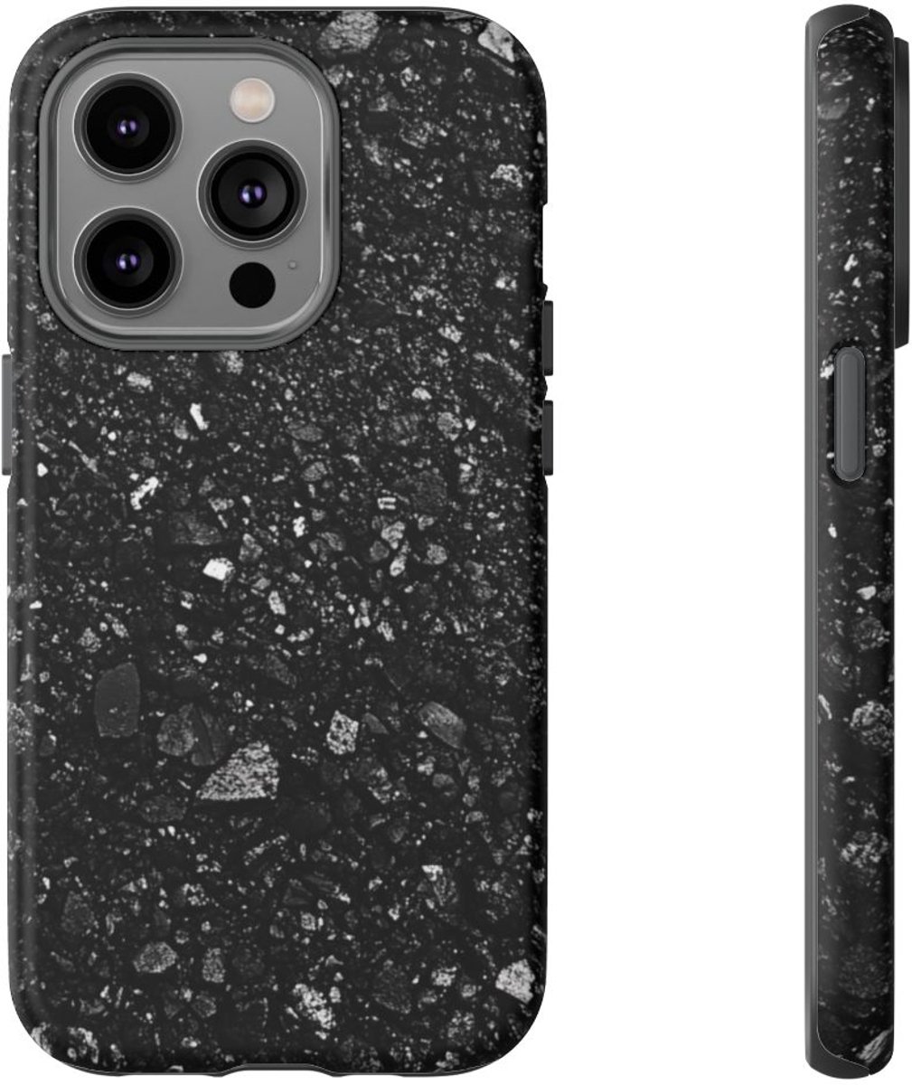 Zwarte Asfaltstructuur – Mat Hoesje Geschikt voor iPhone 14 Pro