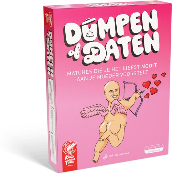 Foto: Dumpen of daten hilarische nederlandstalige partygame leer je partner beter kennen klein cadeautje nederlandstalig vriendenspel