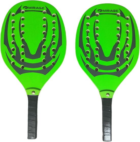 Strandracket houten zeeracket met bal voor tennis spelletjes - 2 stuks ...