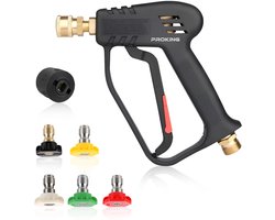 PROKING Short Trigger Gun - Hogedruk accessoires - Quick release voor Karcher - Auto wassen - Foam Gun - Incl 5 opzetstukken PROKING Short Trigger Gun - Hogedruk accessoires - Quick release voor Karcher - Auto wassen - Foam Gun - Incl 5 opzetstukken