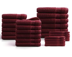 DoubleDry Handdoeken 30-delig set - Hotel kwaliteit 500 g/m2 - Bordeaux Rood